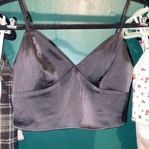 Garage Black Satin Bra with Adjustable Straps